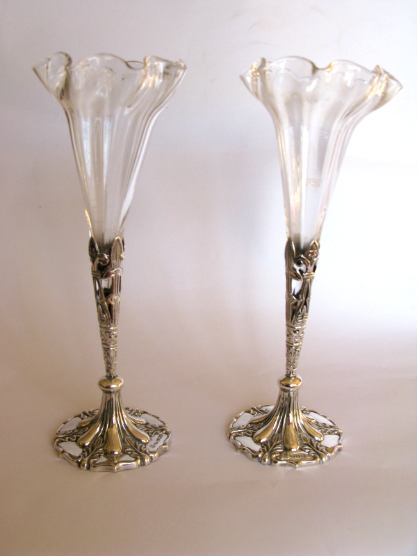 Silver and Glass Spill Vases