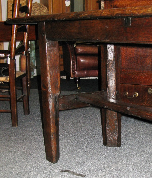 Oak table of two plank construction with cleated ends