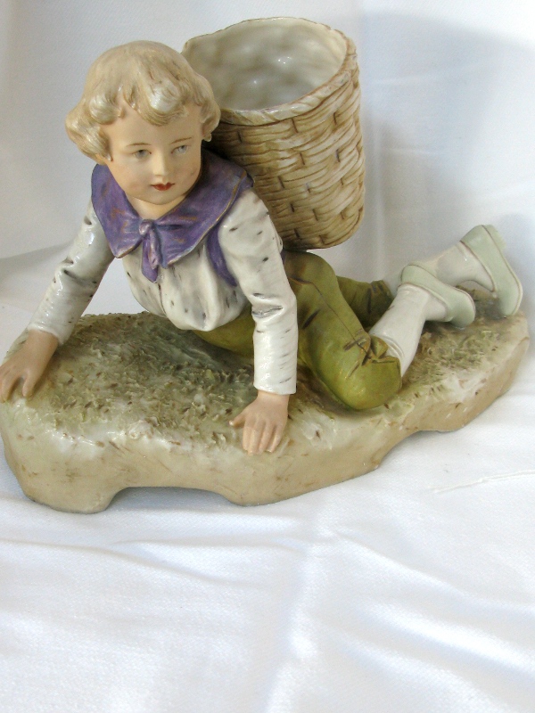 Young Boy with Basket signed